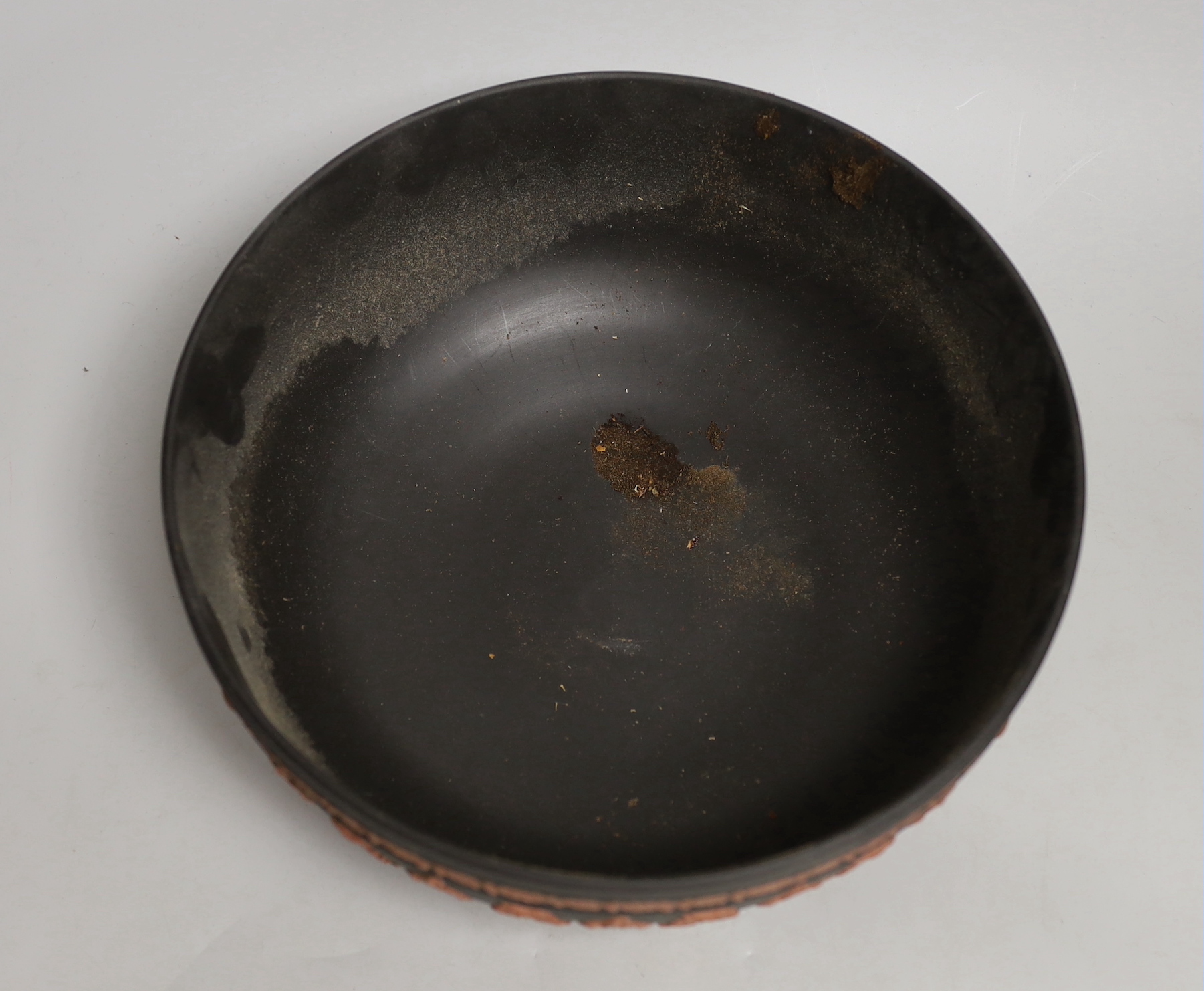 A Wedgwood black and terracotta jasper bowl, 25.5cm diameter